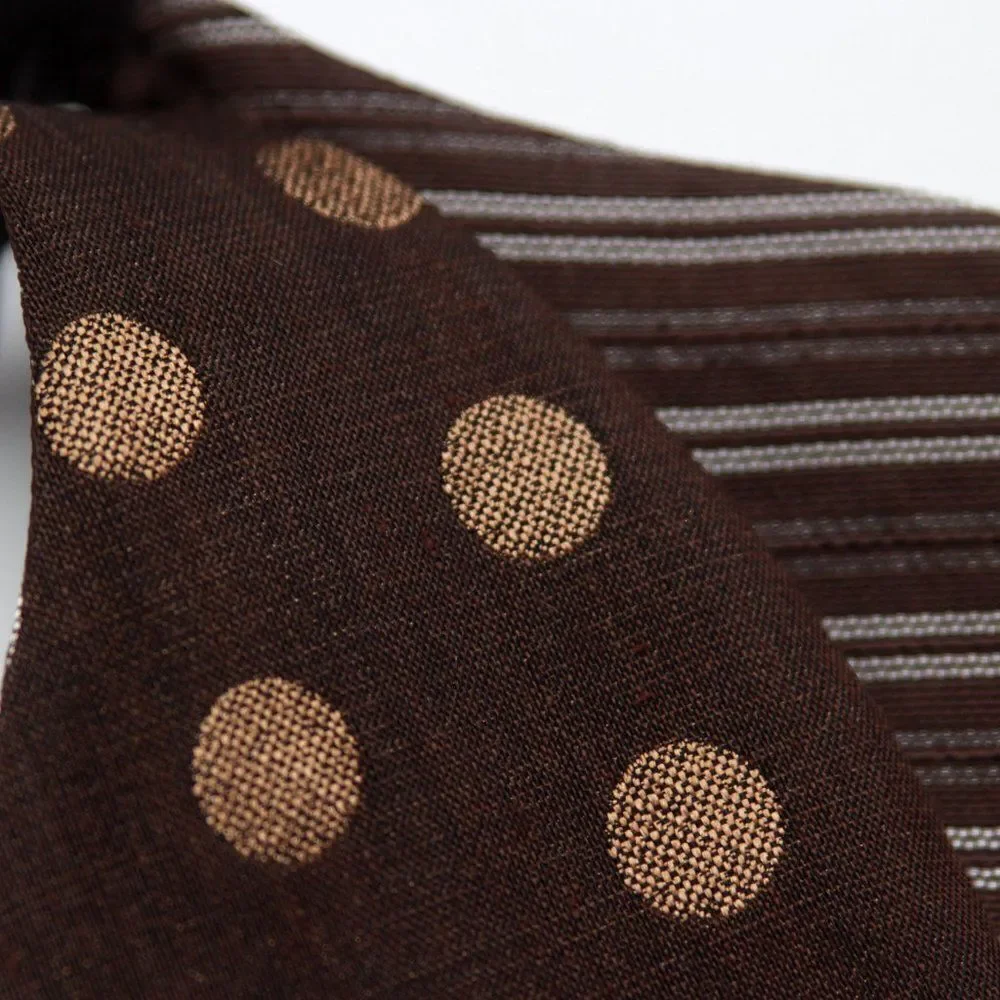 Men's Self-tied Bow Tie 100%Silk Big Butterfly Reversible‎ S666 Brown